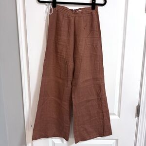 Faithfull the Brand Terracotta Brown Wide-leg Linen Pants Size 2